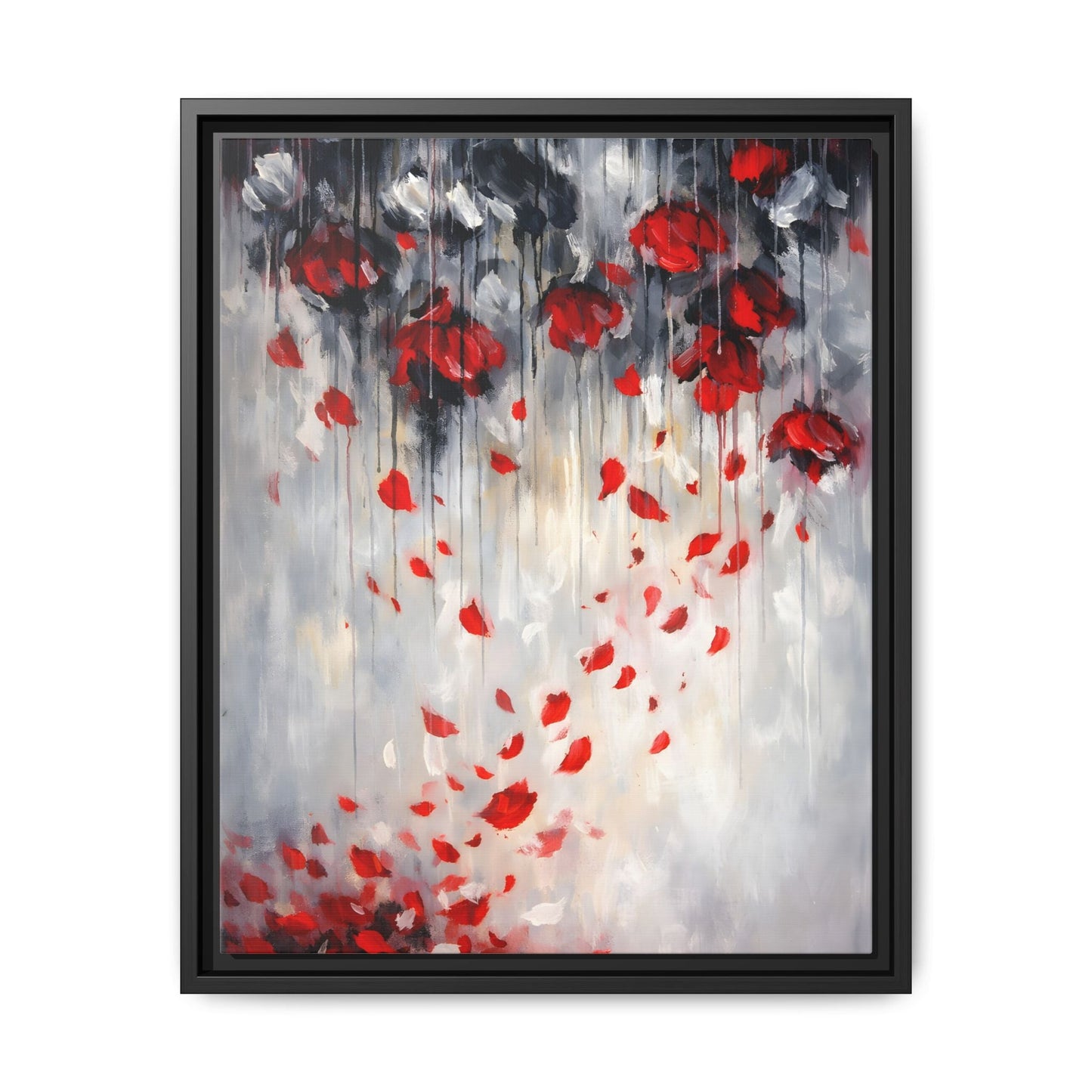 Storm of Scarlet Petals Matte Canvas, Framed (Multi - color) - ZumBuys