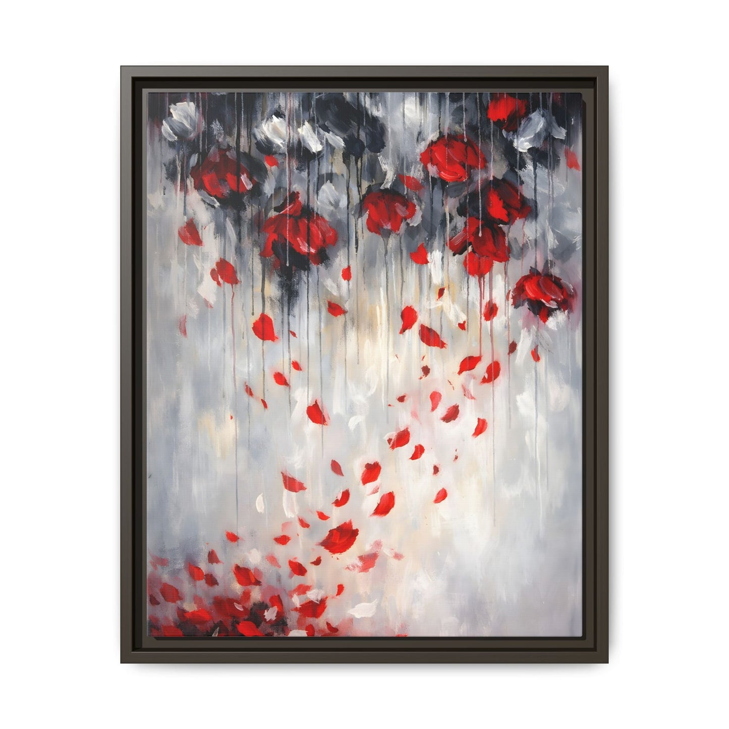 Storm of Scarlet Petals Matte Canvas, Framed (Multi - color) - ZumBuys
