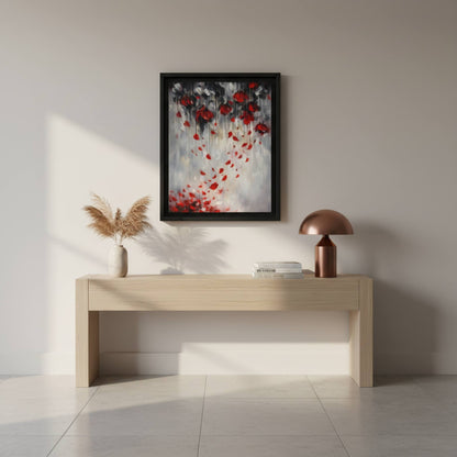 Storm of Scarlet Petals Matte Canvas, Framed (Multi - color) - ZumBuys