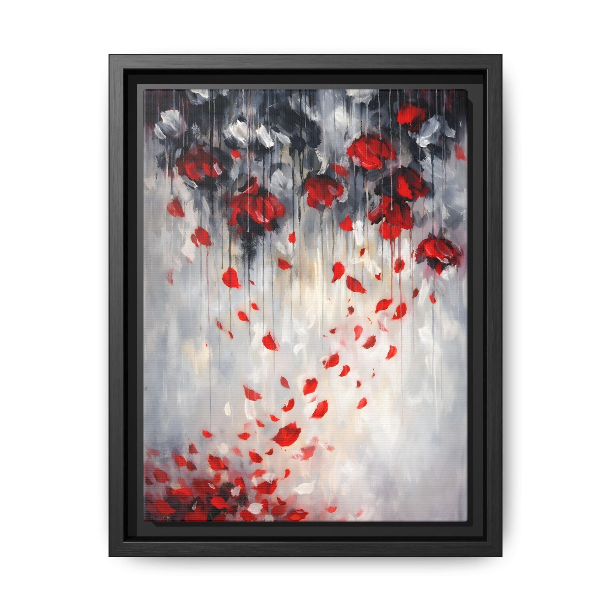 Storm of Scarlet Petals Matte Canvas, Framed (Multi - color) - ZumBuys
