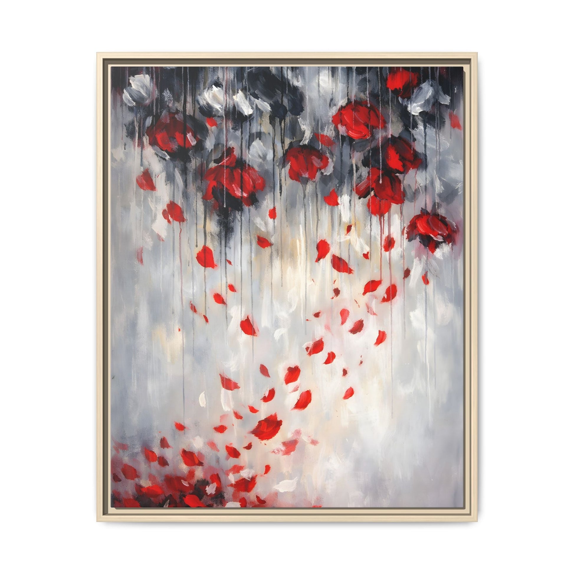 Storm of Scarlet Petals Matte Canvas, Framed (Multi - color) - ZumBuys