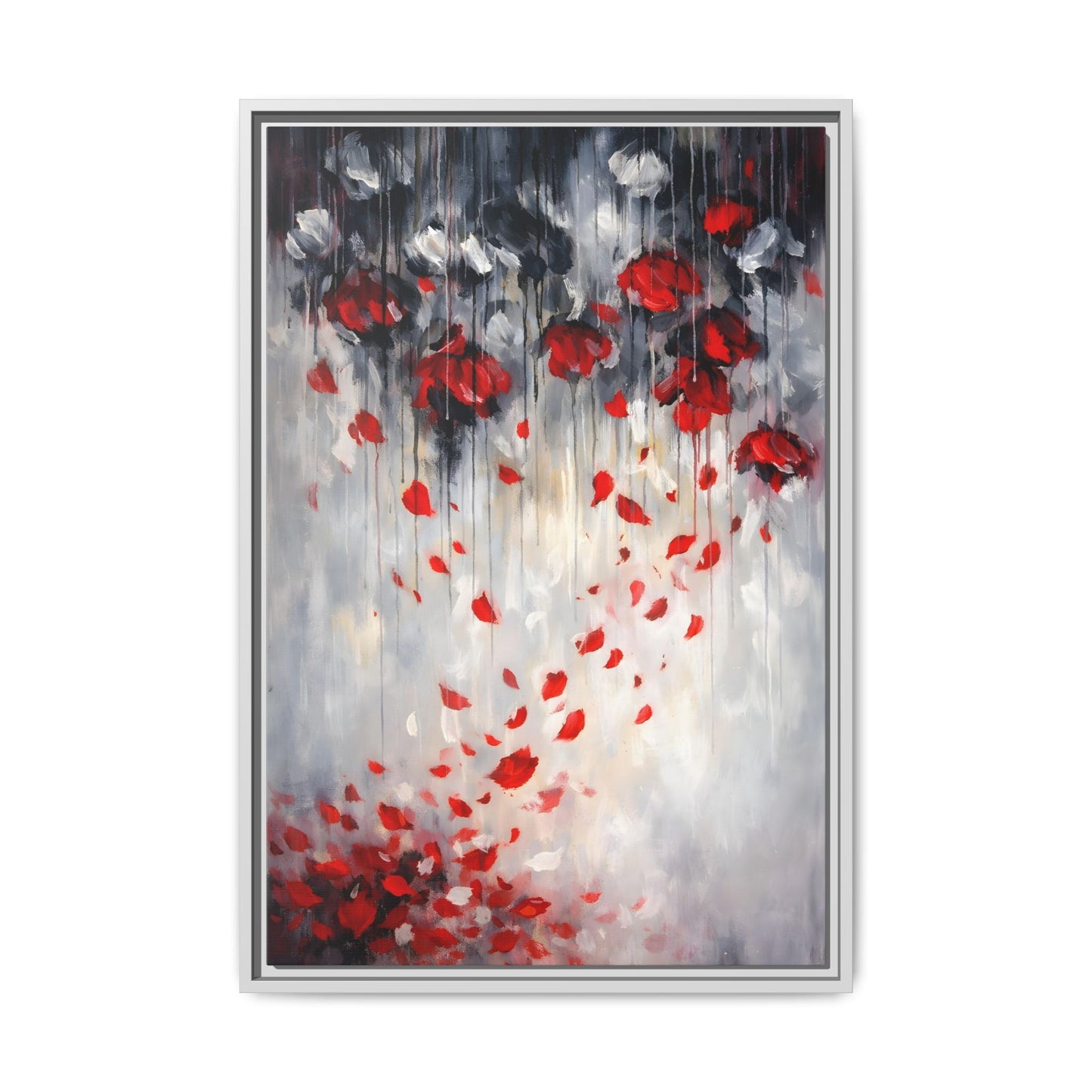 Storm of Scarlet Petals Matte Canvas, Framed (Multi - color) - ZumBuys