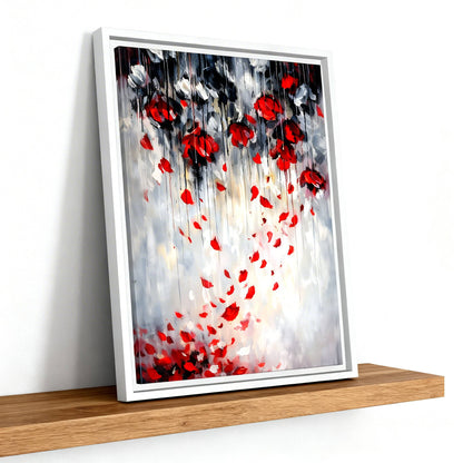 Storm of Scarlet Petals Matte Canvas, Framed (Multi - color) - ZumBuys