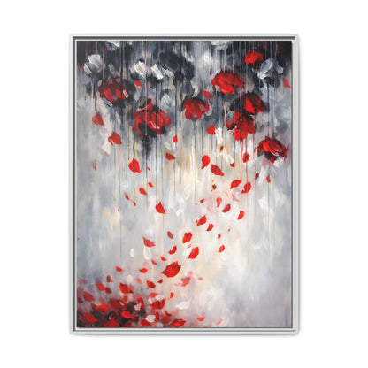 Storm of Scarlet Petals Matte Canvas, Framed (Multi - color) - ZumBuys