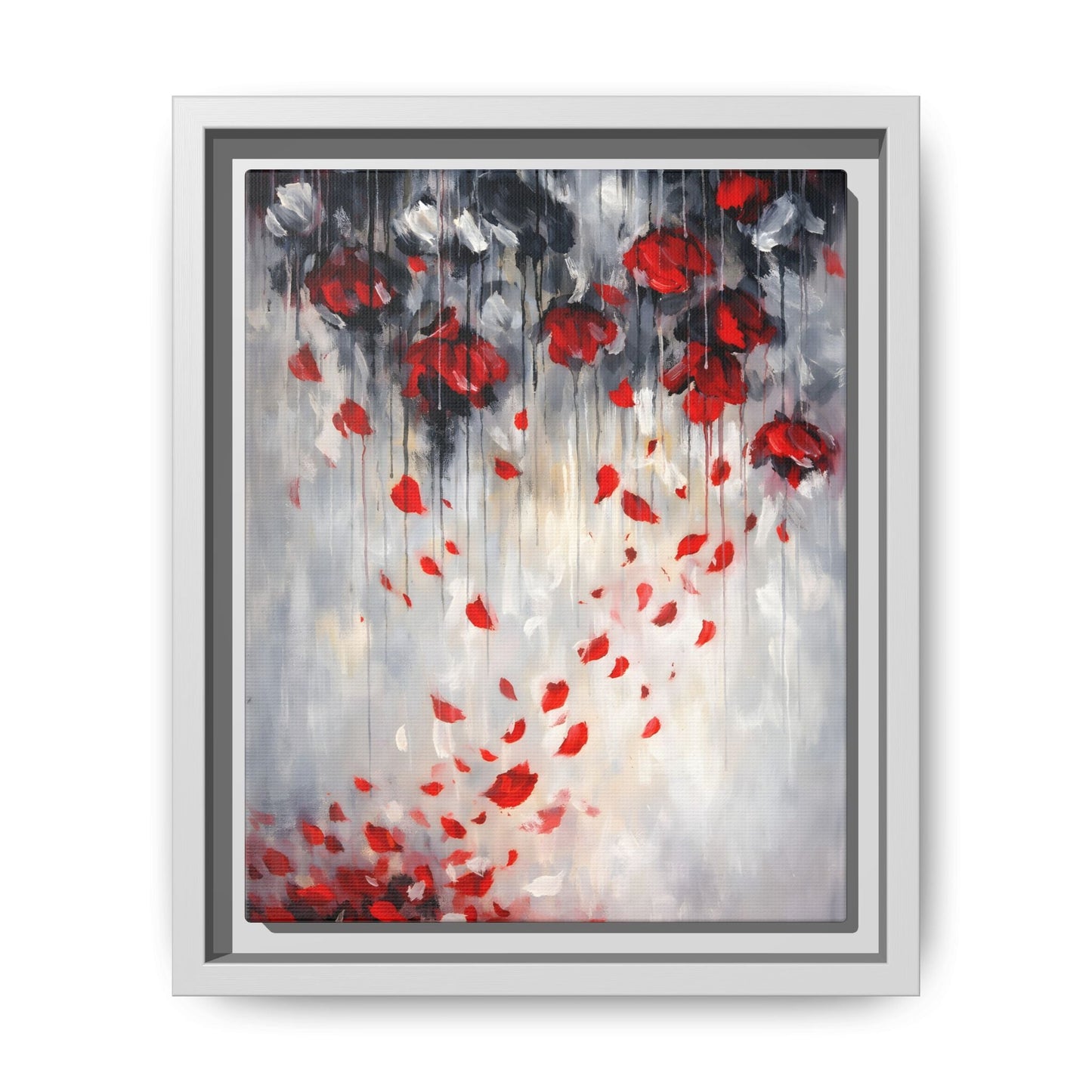 Storm of Scarlet Petals Matte Canvas, Framed (Multi - color) - ZumBuys