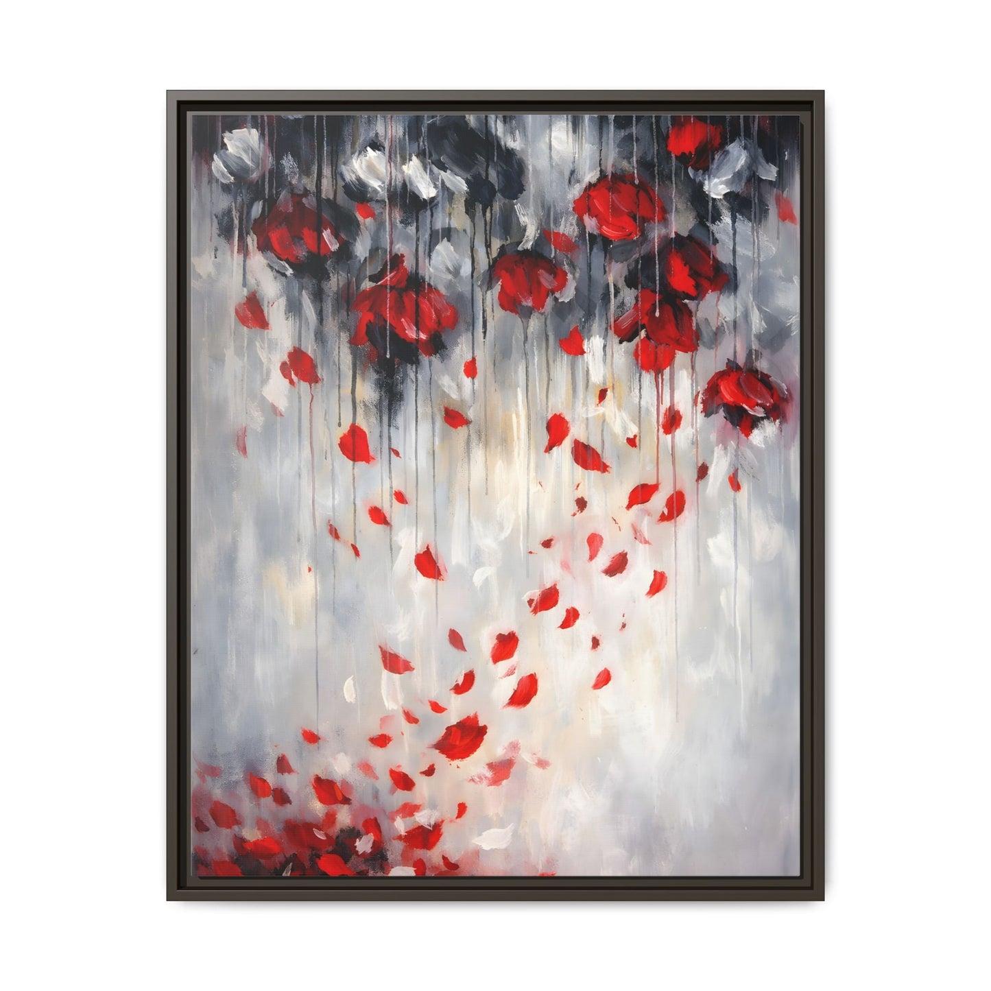 Storm of Scarlet Petals Matte Canvas, Framed (Multi - color) - ZumBuys