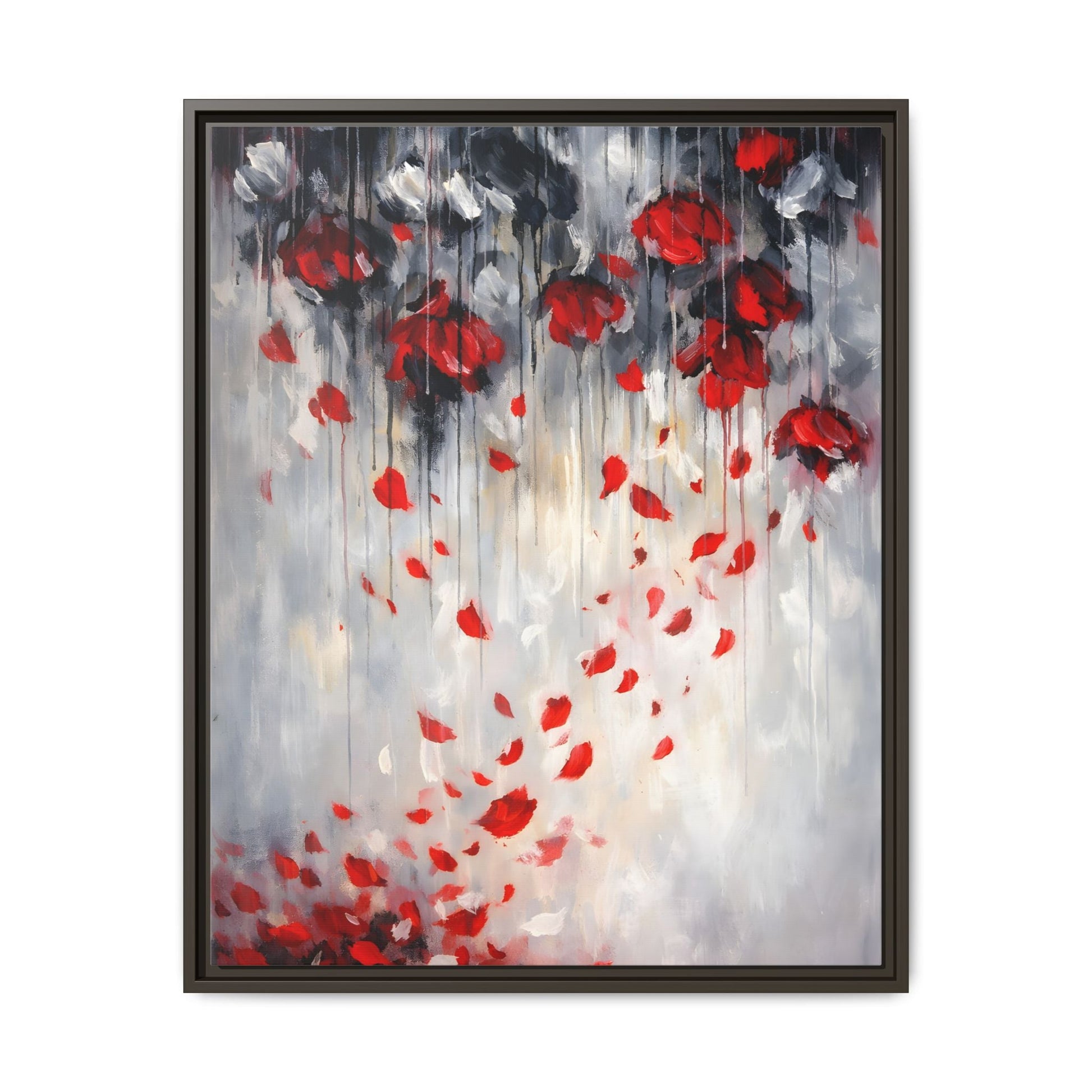 Storm of Scarlet Petals Matte Canvas, Framed (Multi - color) - ZumBuys