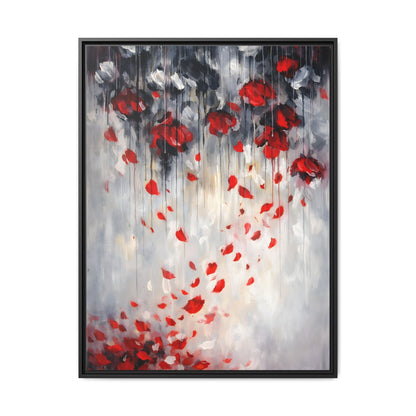 Storm of Scarlet Petals Matte Canvas, Framed (Multi - color) - ZumBuys