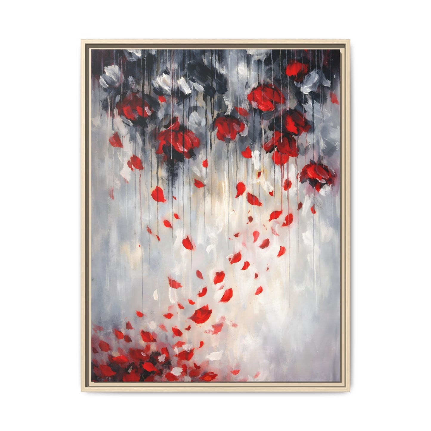 Storm of Scarlet Petals Matte Canvas, Framed (Multi - color) - ZumBuys