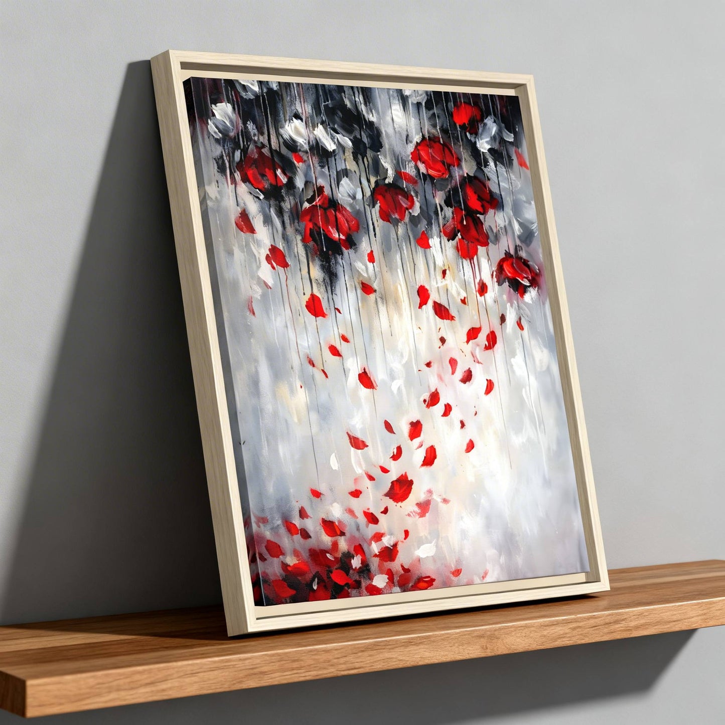 Storm of Scarlet Petals Matte Canvas, Framed (Multi - color) - ZumBuys