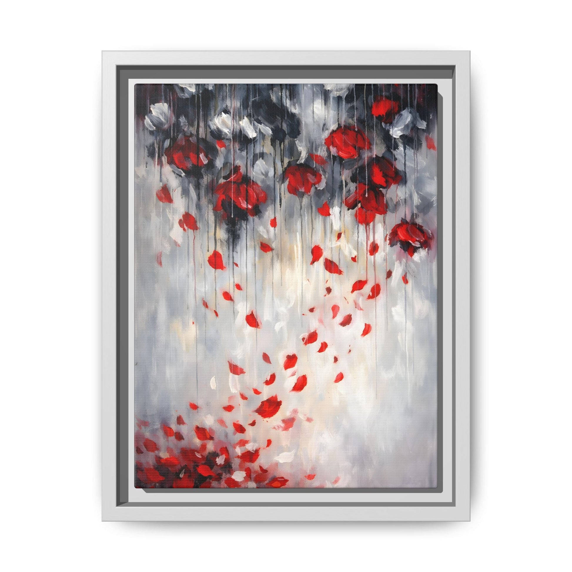 Storm of Scarlet Petals Matte Canvas, Framed (Multi - color) - ZumBuys