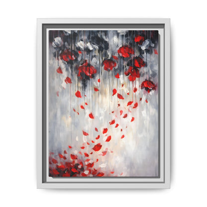 Storm of Scarlet Petals Matte Canvas, Framed (Multi - color) - ZumBuys