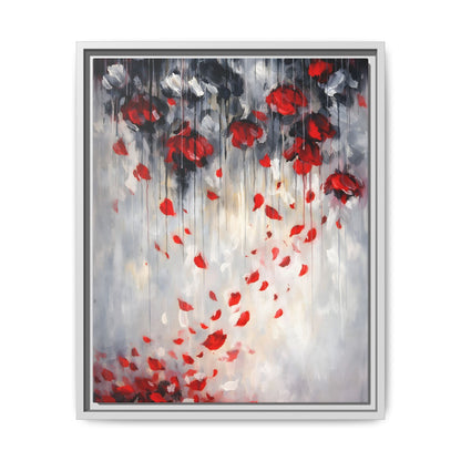 Storm of Scarlet Petals Matte Canvas, Framed (Multi - color) - ZumBuys