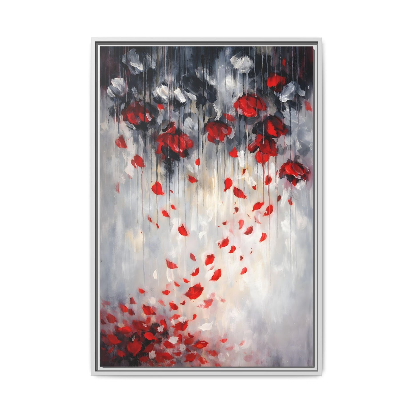 Storm of Scarlet Petals Matte Canvas, Framed (Multi - color) - ZumBuys