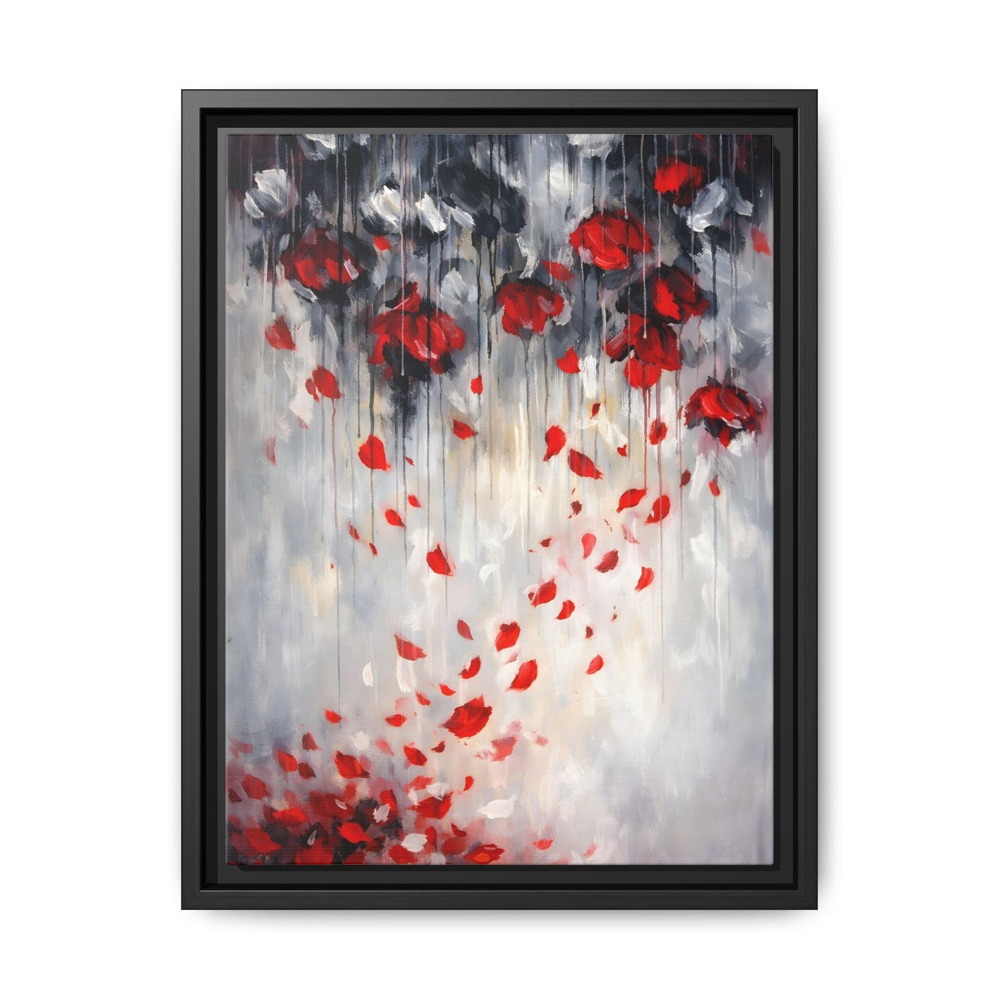 Storm of Scarlet Petals Matte Canvas, Framed (Multi - color) - ZumBuys