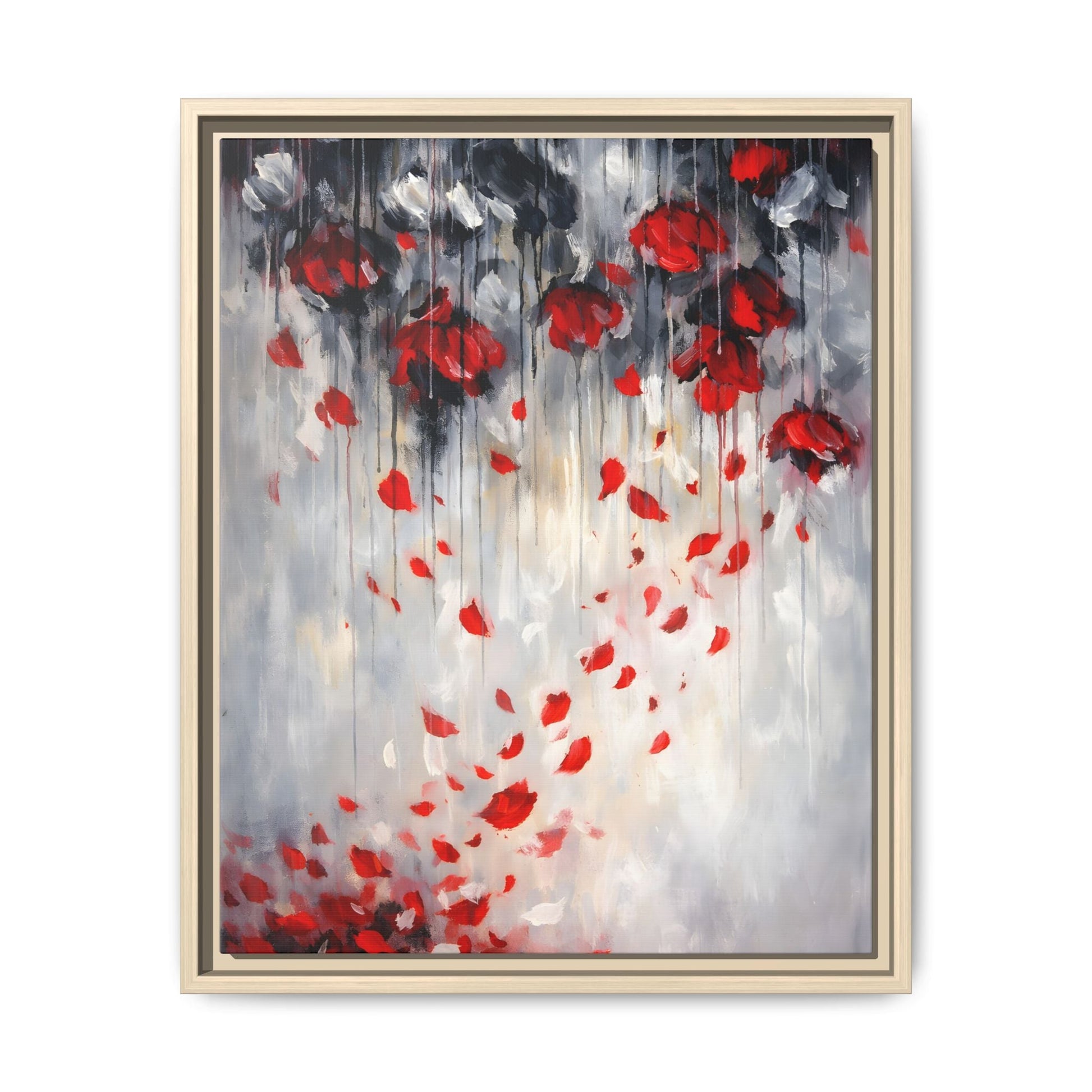 Storm of Scarlet Petals Matte Canvas, Framed (Multi - color) - ZumBuys