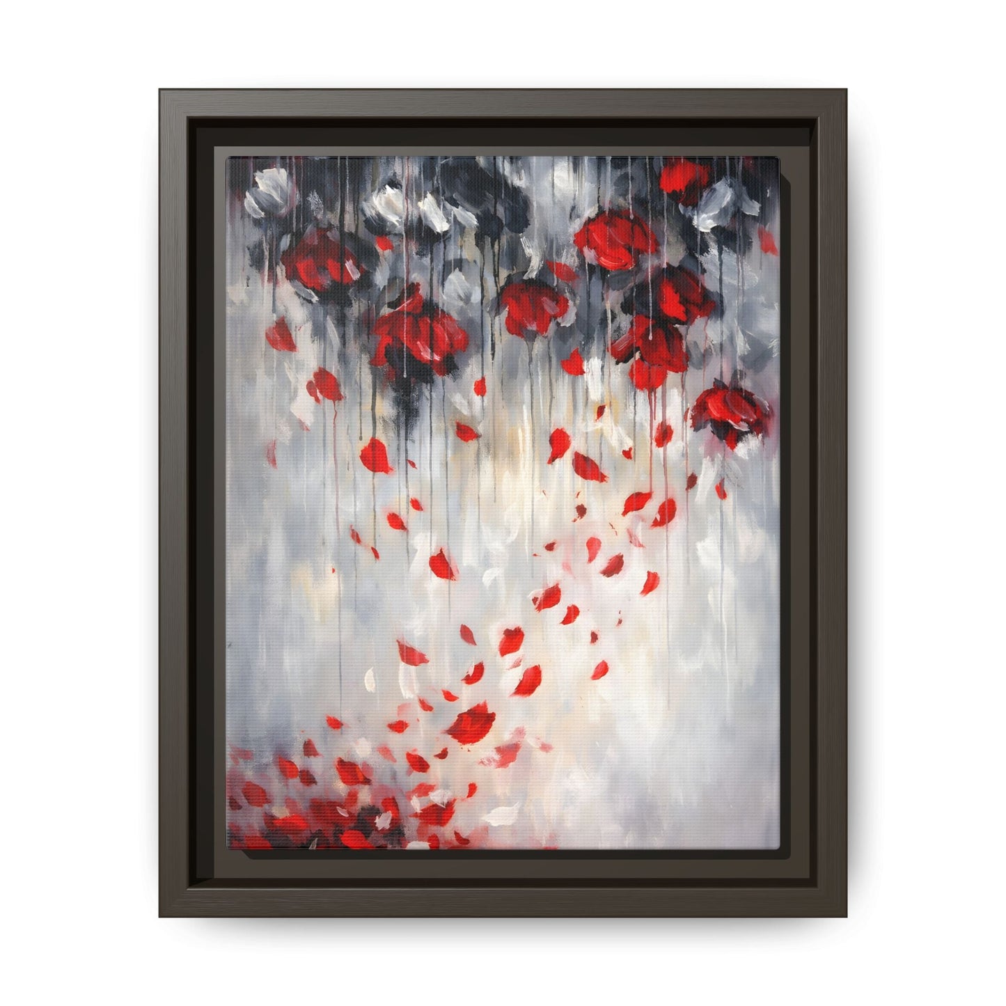 Storm of Scarlet Petals Matte Canvas, Framed (Multi - color) - ZumBuys