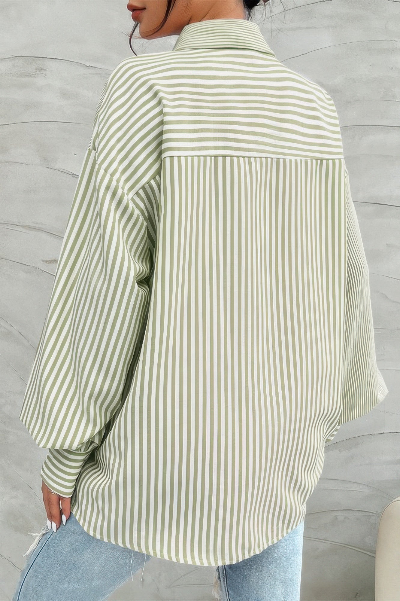 Stripe Print Button Down Long Sleeve Collar Shirt - ZumBuys