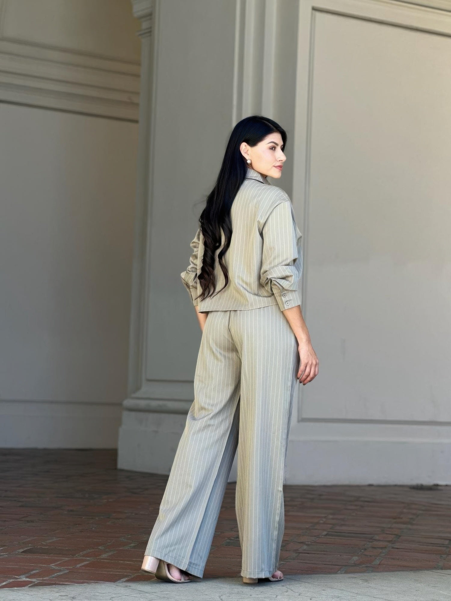 Striped Set With Double Waistband Pants And Top - ZumBuys