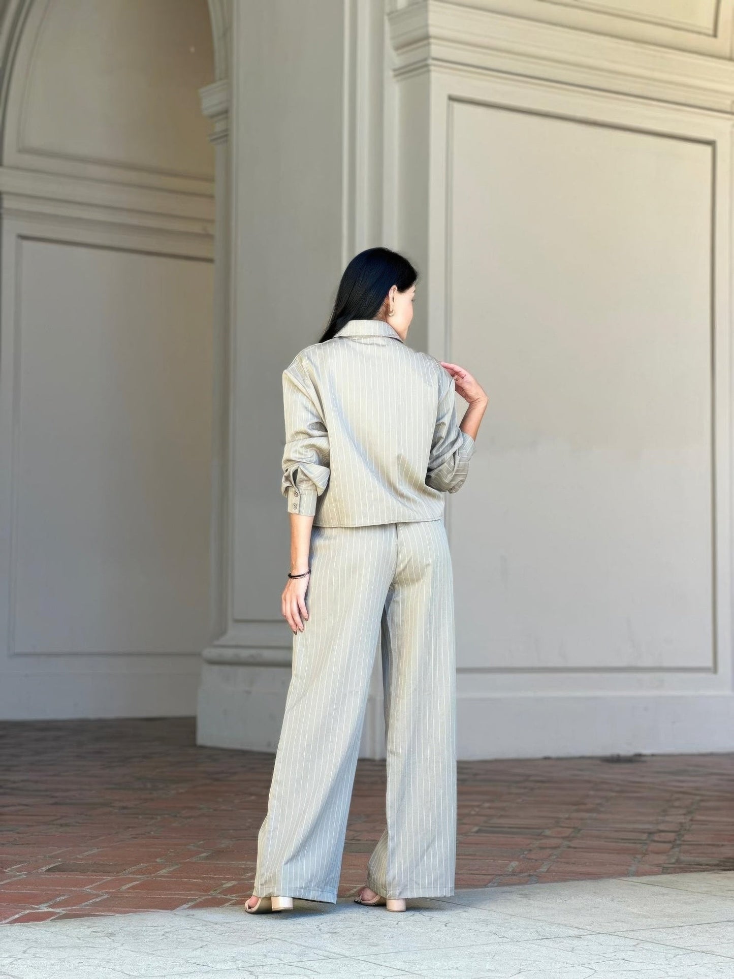 Striped Set With Double Waistband Pants And Top - ZumBuys