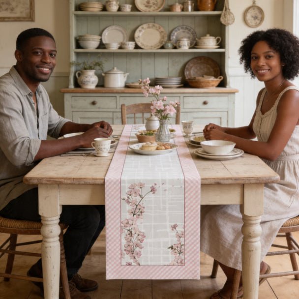 Sweet Blossom Table Runner – Pink Floral Spring & Farmhouse Decor - ZumBuys