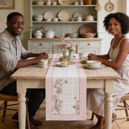 Sweet Blossom Table Runner – Pink Floral Spring & Farmhouse Decor - ZumBuys