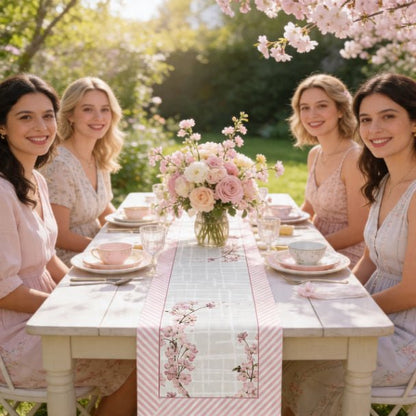Sweet Blossom Table Runner – Pink Floral Spring & Farmhouse Decor - ZumBuys