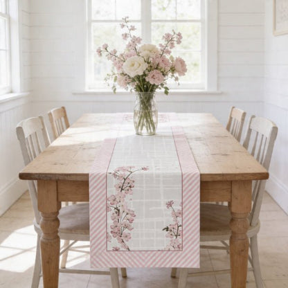 Sweet Blossom Table Runner – Pink Floral Spring & Farmhouse Decor - ZumBuys