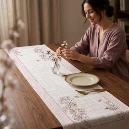 Sweet Blossom Table Runner – Pink Floral Spring & Farmhouse Decor - ZumBuys
