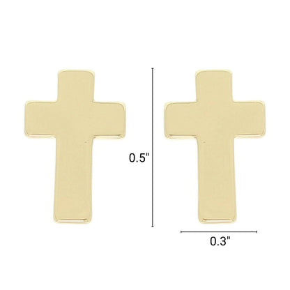 Textured Block Latin Cross Earrings - ZumBuys