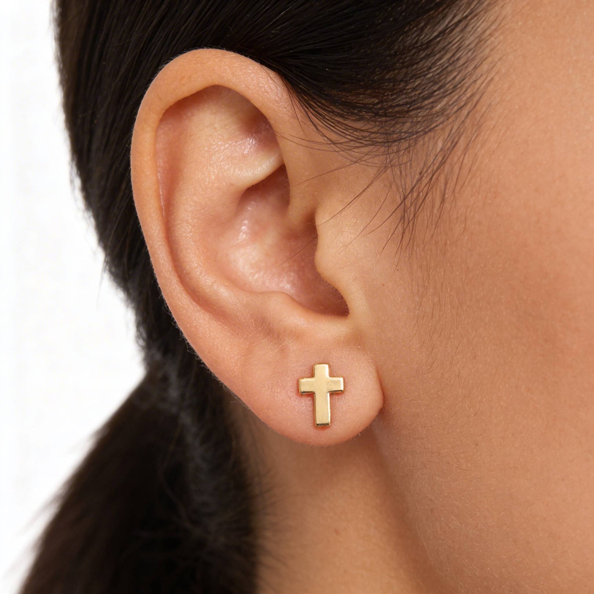 Textured Block Latin Cross Earrings - ZumBuys