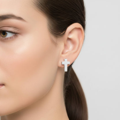 Textured Block Latin Cross Earrings - ZumBuys