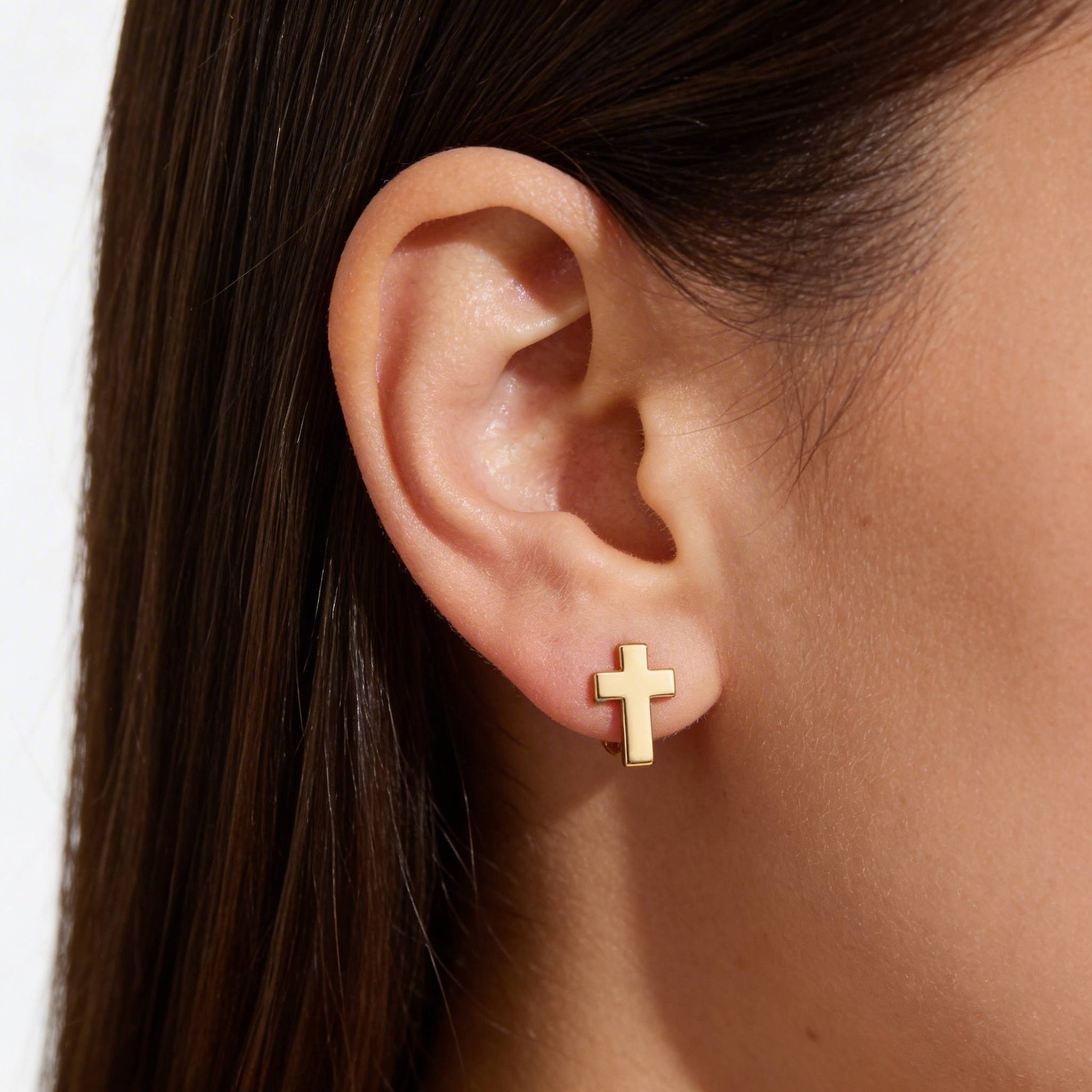 Textured Block Latin Cross Earrings - ZumBuys