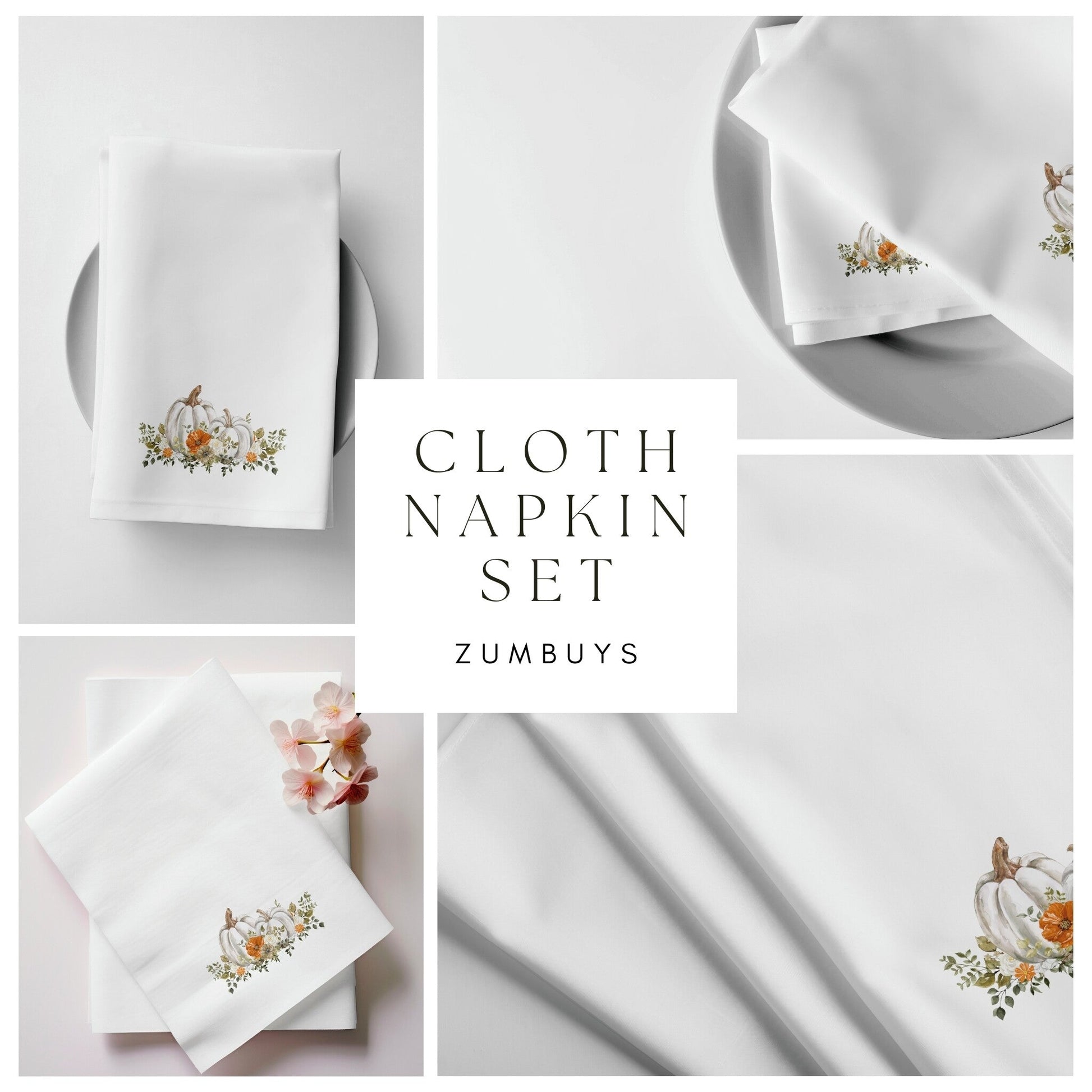 Thanksgiving Harvest Cloth Napkin Set of 4 - ZumBuys