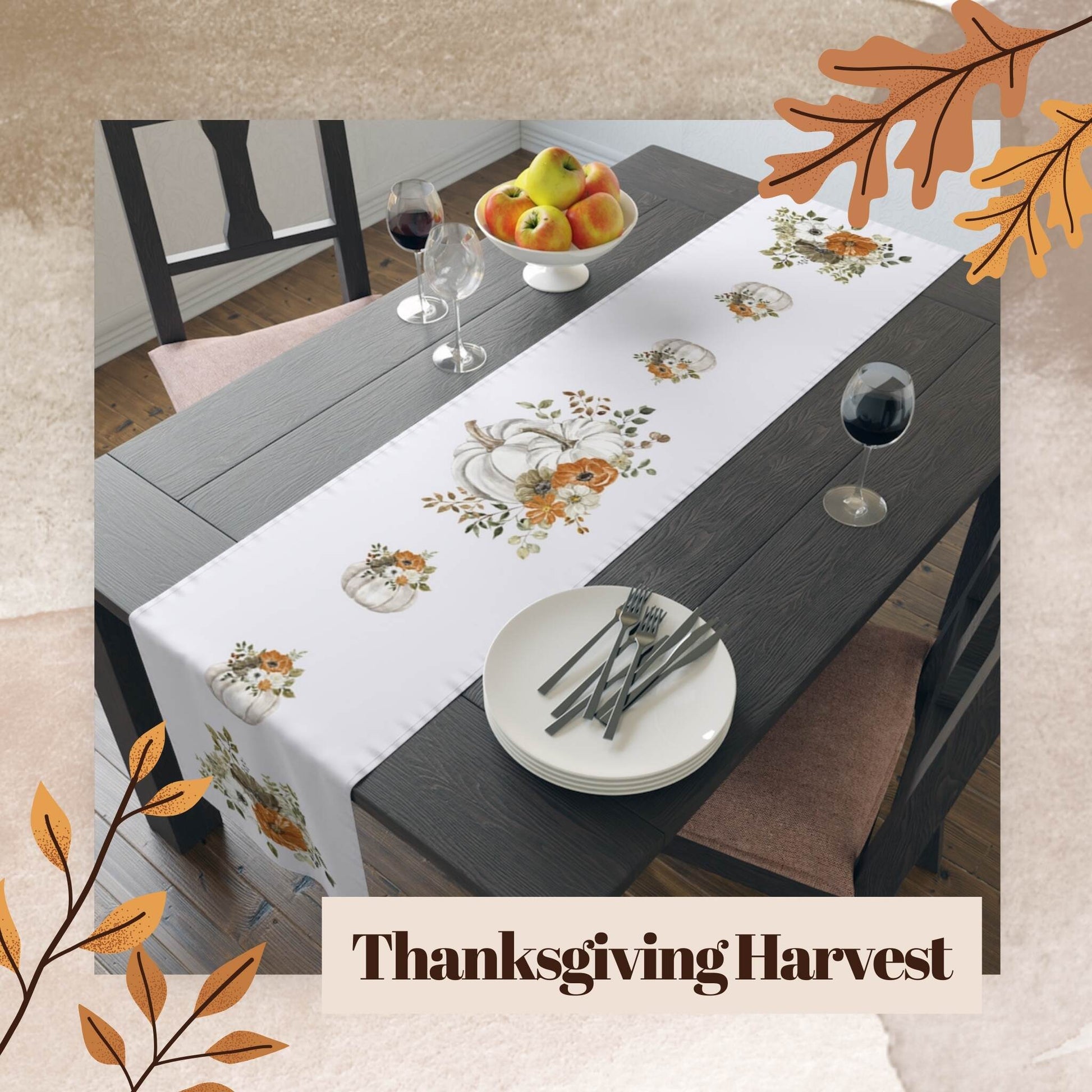 Thanksgiving Harvest Table Runner (Cotton, Poly) - ZumBuys