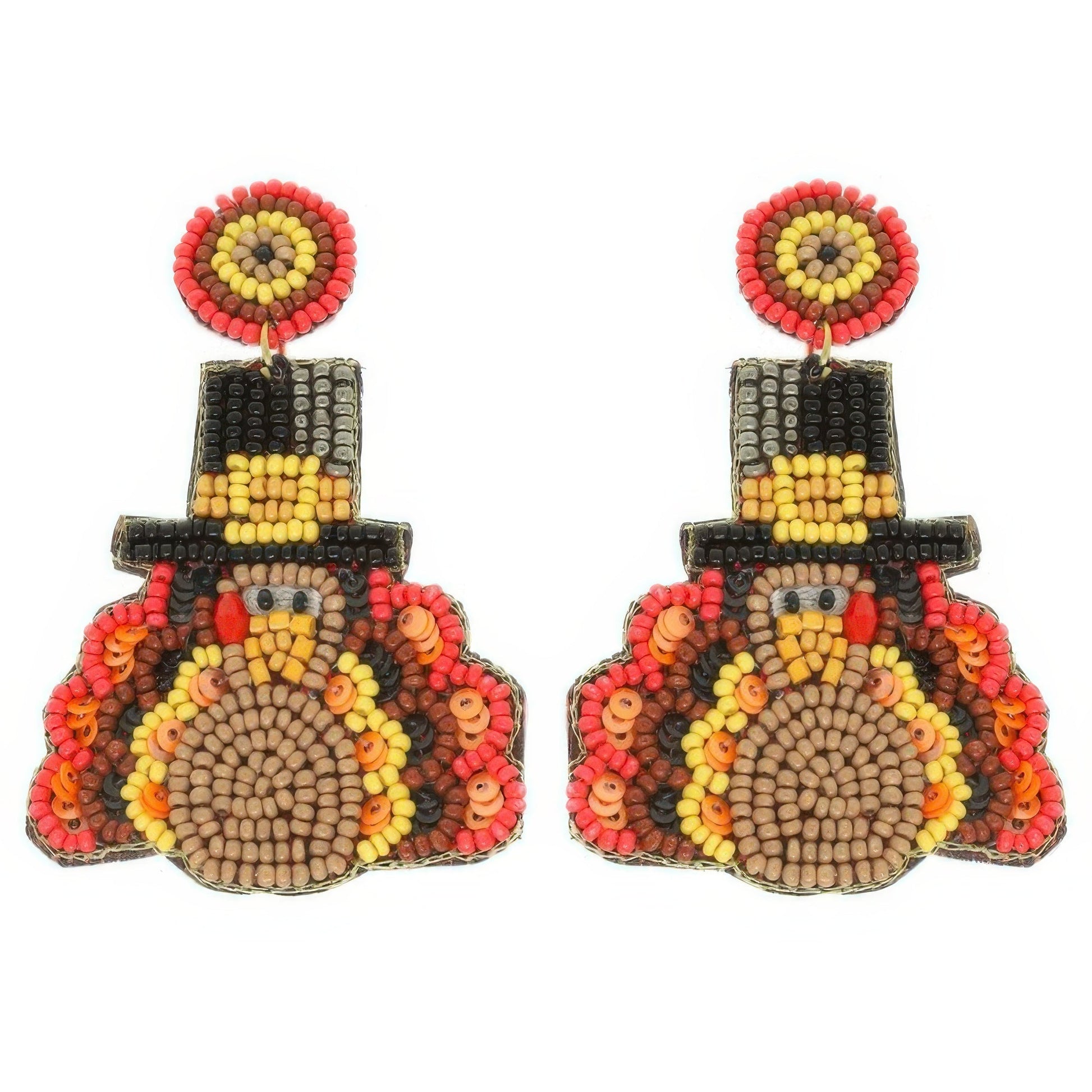 Thanksgiving Turkey Seed Bead Post Earrings - ZumBuys