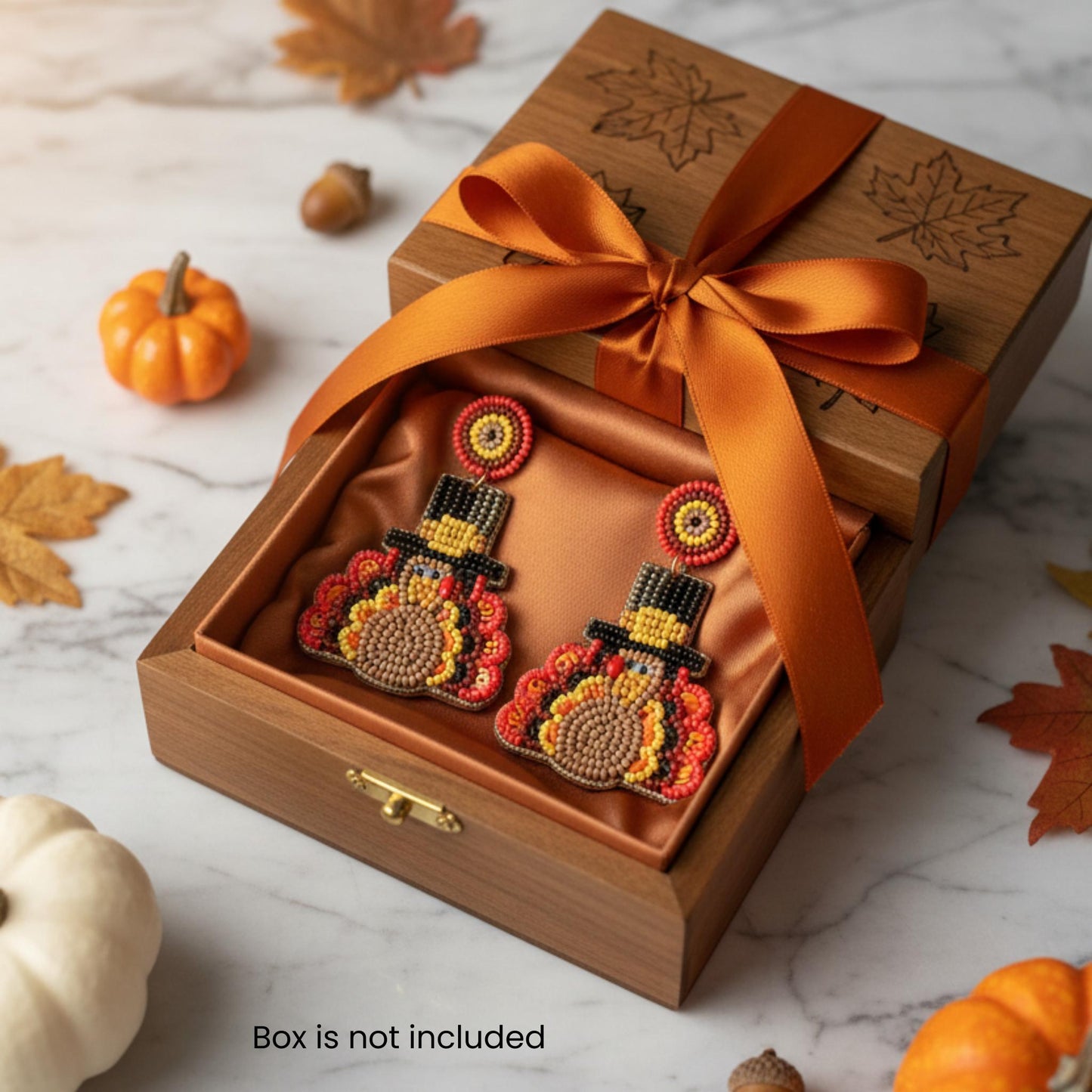 Thanksgiving Turkey Seed Bead Post Earrings - ZumBuys