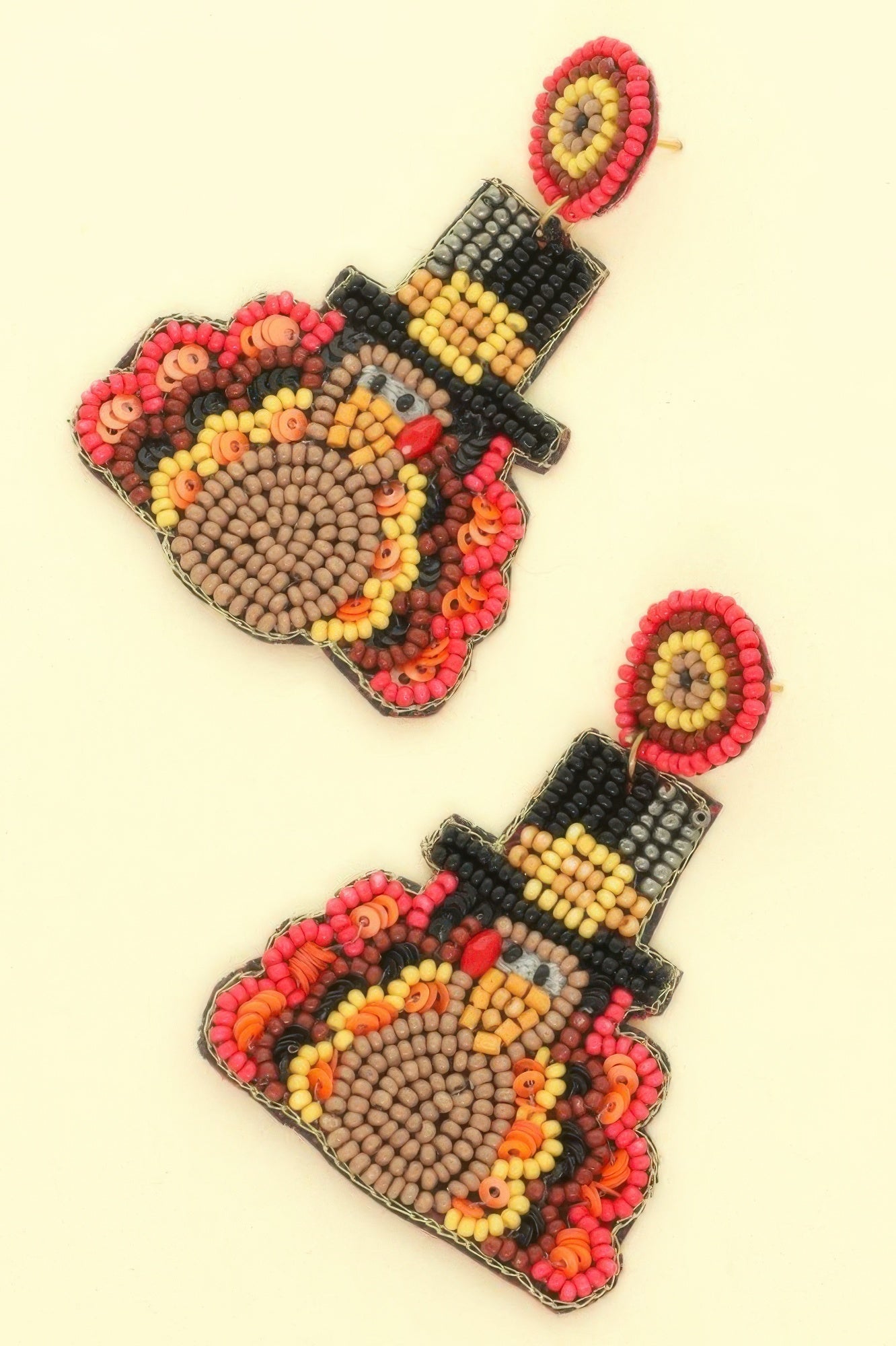 Thanksgiving Turkey Seed Bead Post Earrings - ZumBuys
