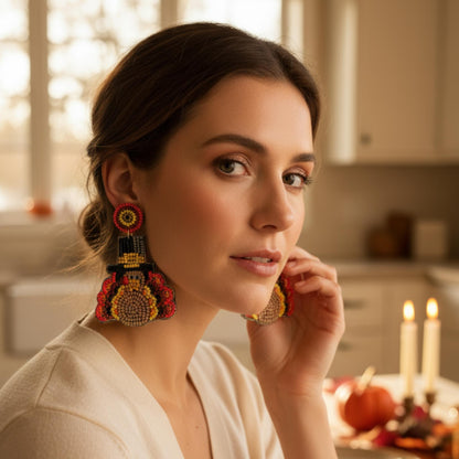 Thanksgiving Turkey Seed Bead Post Earrings - ZumBuys