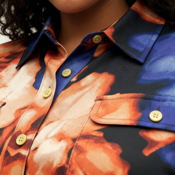 Thomas & Olivia Plus Size Printed Blouse – Button Down Stretch Shirt - ZumBuys