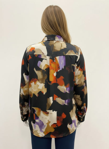 Thomas & Olivia Plus Size Printed Blouse – Button Down Stretch Shirt - ZumBuys