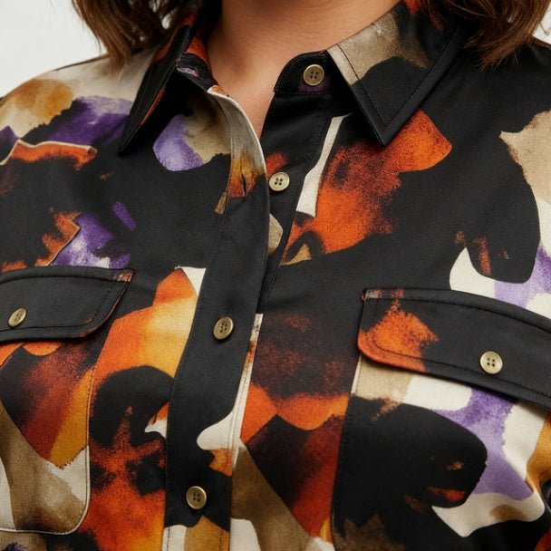 Thomas & Olivia Plus Size Printed Blouse – Button Down Stretch Shirt - ZumBuys
