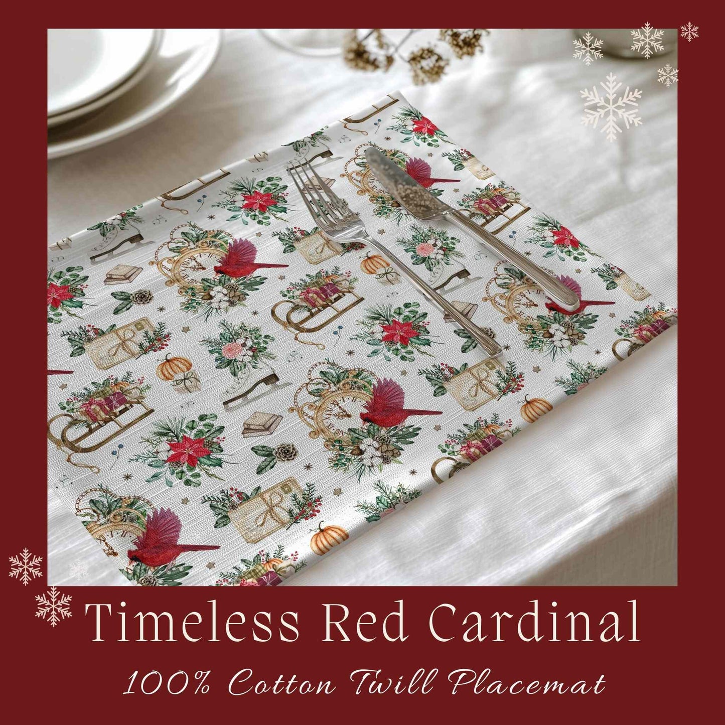 Timeless Red Cardinal Placemat, 2pc - ZumBuys