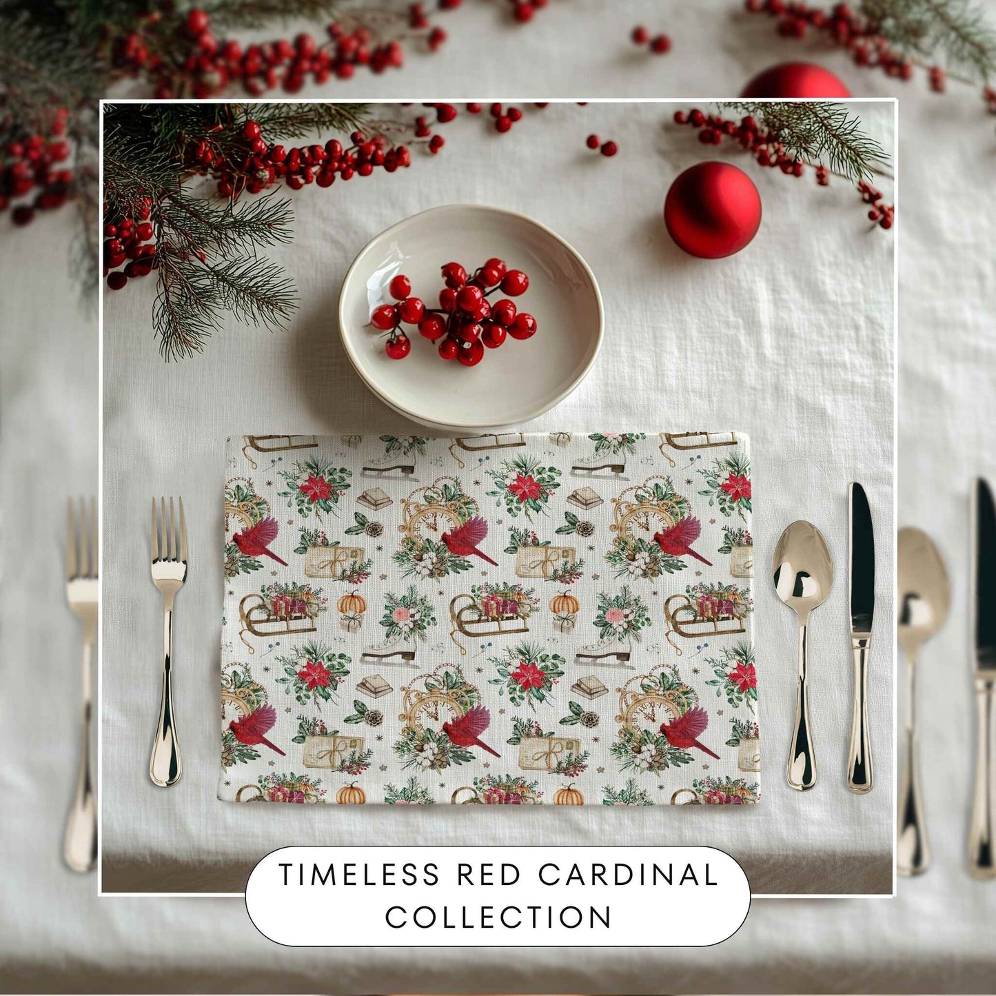 Timeless Red Cardinal Placemat, 2pc - ZumBuys