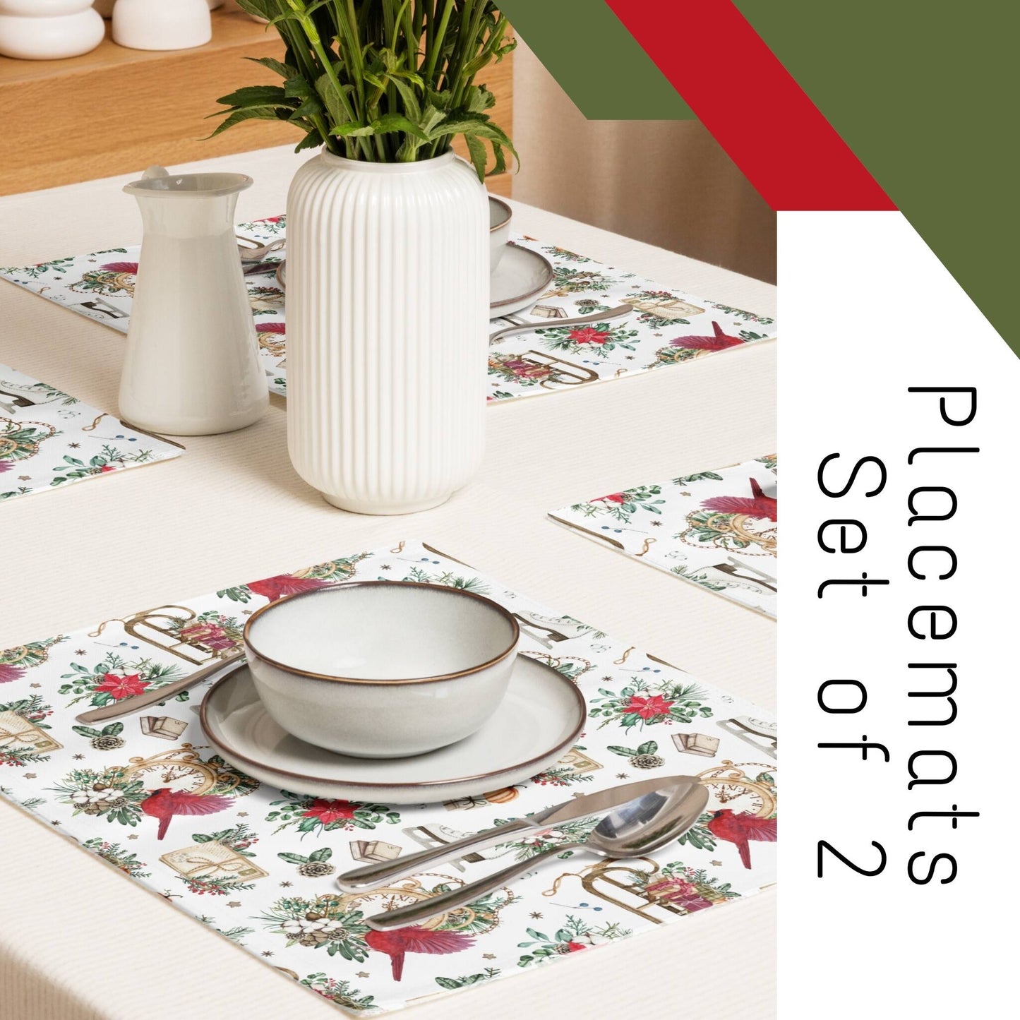 Timeless Red Cardinal Placemat, 2pc - ZumBuys