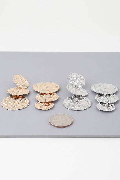 Triple Hammered Disc Earrings - ZumBuys