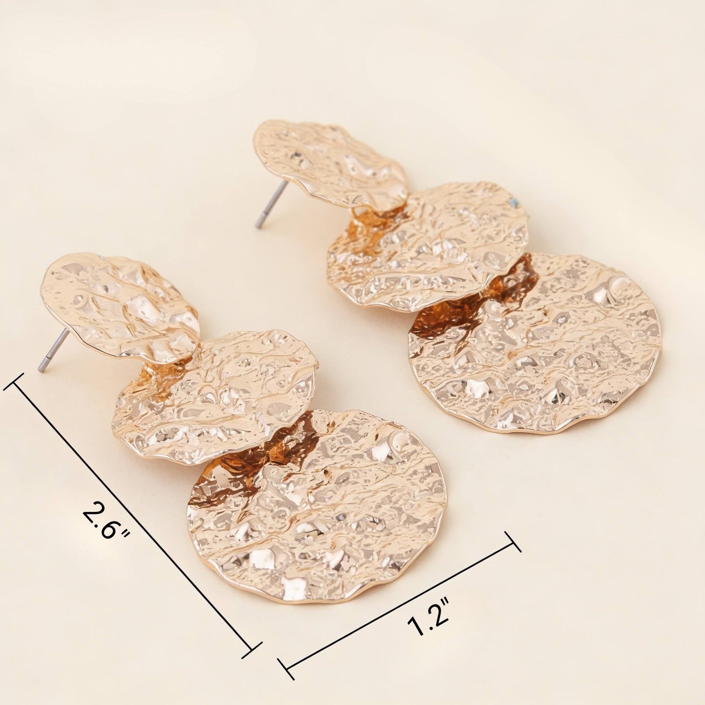 Triple Hammered Disc Earrings - ZumBuys