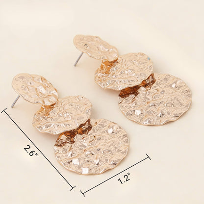 Triple Hammered Disc Earrings - ZumBuys