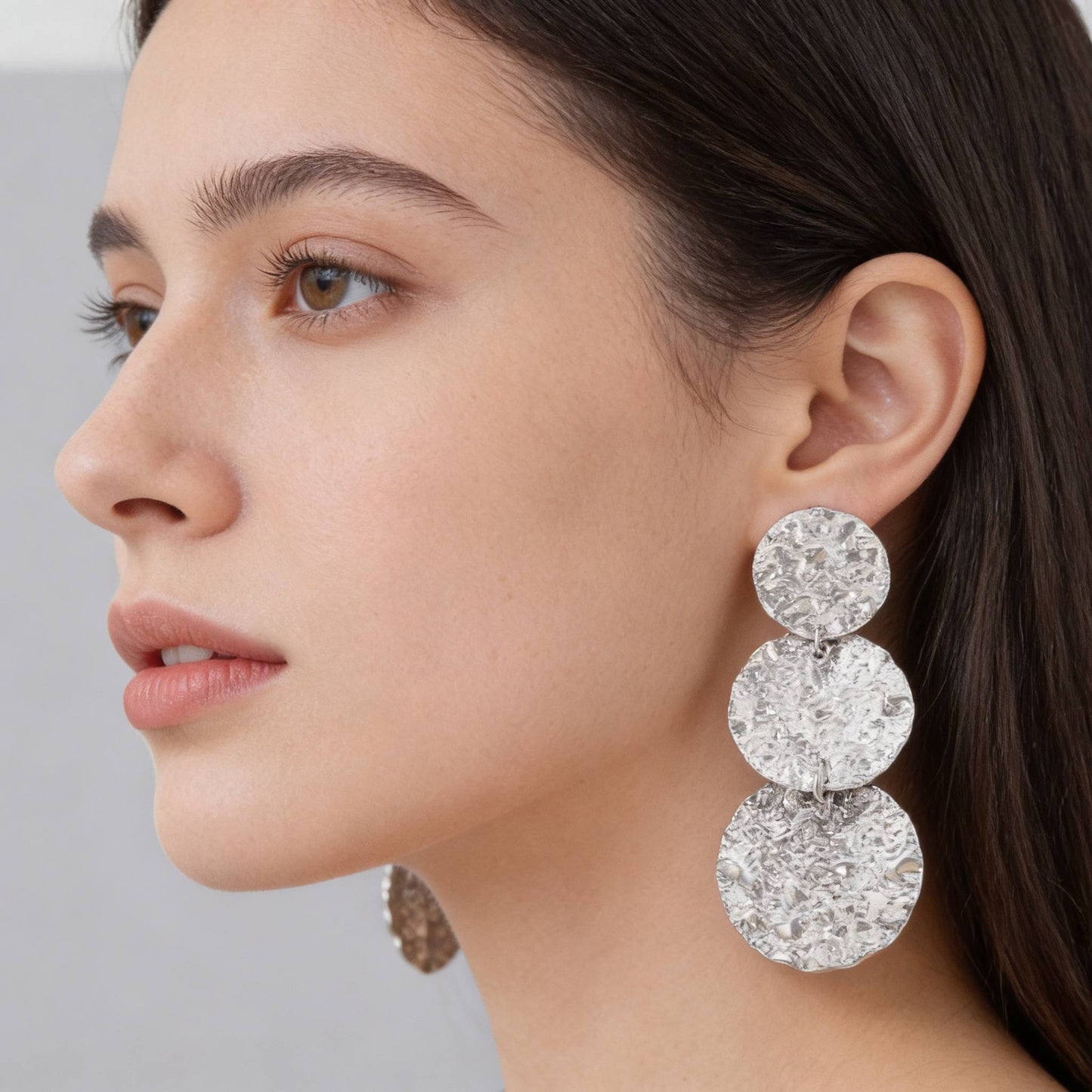 Triple Hammered Disc Earrings - ZumBuys