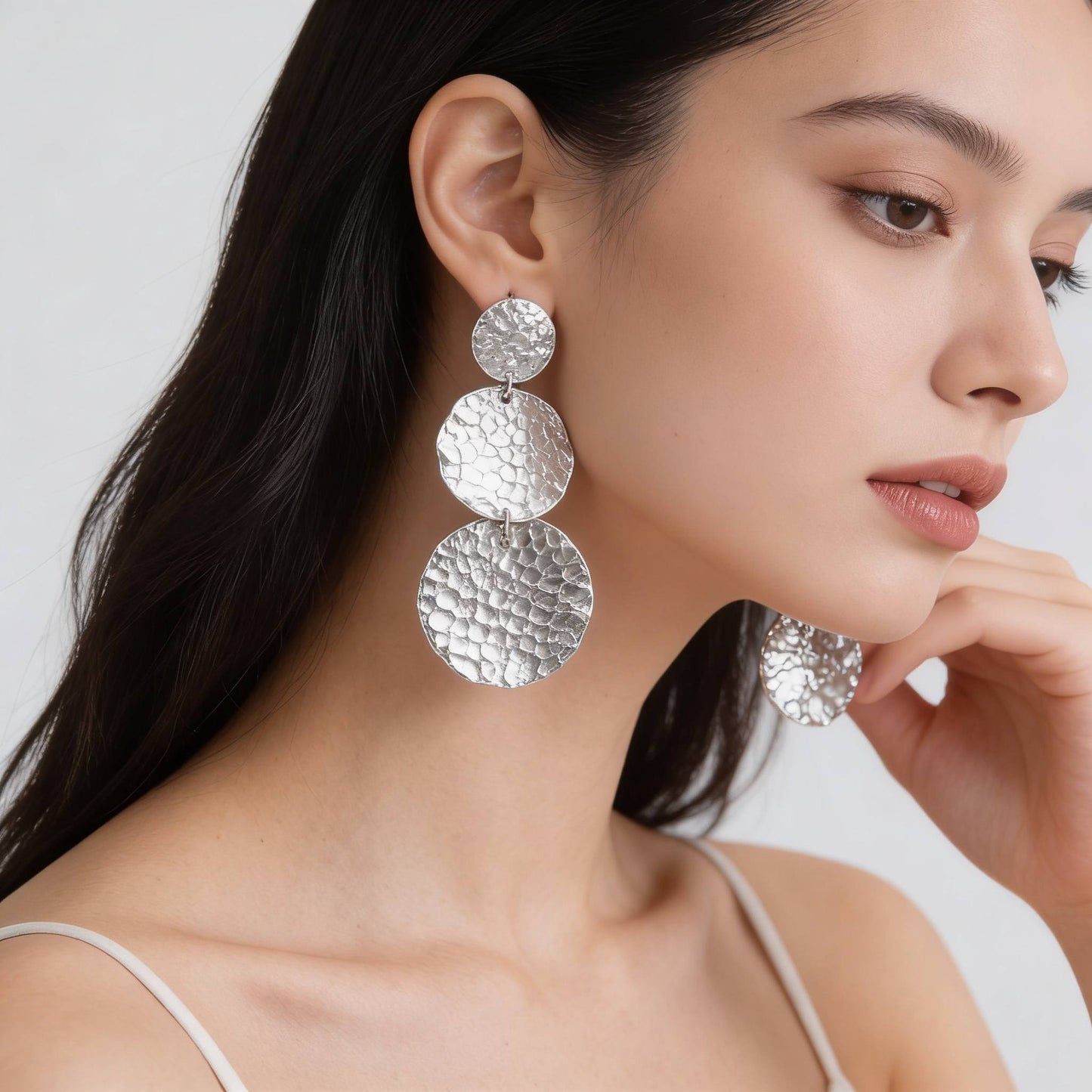 Triple Hammered Disc Earrings - ZumBuys